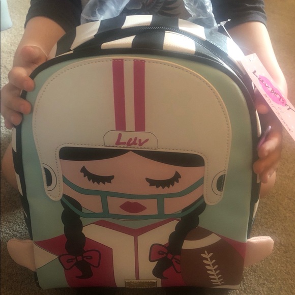 LUV Betsey Johnson Girls' Backpack Football NWT - Picture 2 of 8